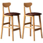 Rubberwood Coffee Shop Scandinavian Stool Matte Finish Upholstered Bar Stools Brown 2 Piece Set Clearhalo 'Bar Furniture' 'Bar Stools' 'bar_stools' 'furn' 'furn_bar_stools' 'Furniture' 'furniture_bar_stools' 'Kitchen & Dining Furniture' 5017839