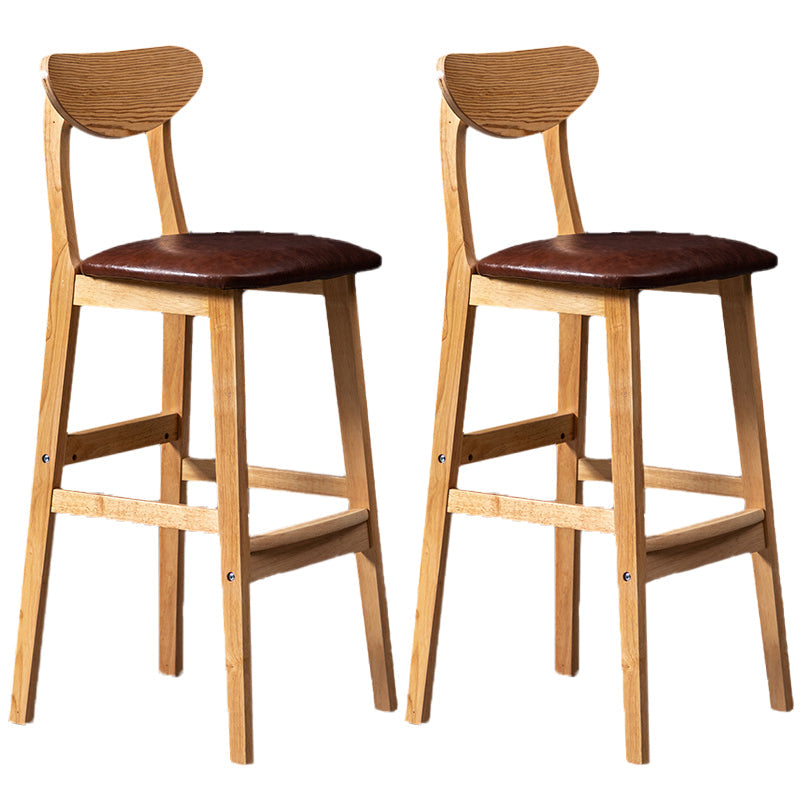 Rubberwood Coffee Shop Scandinavian Stool Matte Finish Upholstered Bar Stools Brown 2 Piece Set Clearhalo 'Bar Furniture' 'Bar Stools' 'bar_stools' 'furn' 'furn_bar_stools' 'Furniture' 'furniture_bar_stools' 'Kitchen & Dining Furniture' 5017839