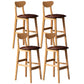 Rubberwood Coffee Shop Scandinavian Stool Matte Finish Upholstered Bar Stools Brown 4 Piece Set Clearhalo 'Bar Furniture' 'Bar Stools' 'bar_stools' 'furn' 'furn_bar_stools' 'Furniture' 'furniture_bar_stools' 'Kitchen & Dining Furniture' 5017840