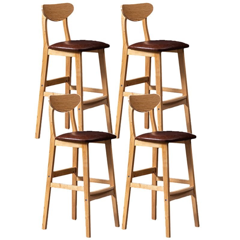 Rubberwood Coffee Shop Scandinavian Stool Matte Finish Upholstered Bar Stools Brown 4 Piece Set Clearhalo 'Bar Furniture' 'Bar Stools' 'bar_stools' 'furn' 'furn_bar_stools' 'Furniture' 'furniture_bar_stools' 'Kitchen & Dining Furniture' 5017840