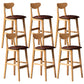 Rubberwood Coffee Shop Scandinavian Stool Matte Finish Upholstered Bar Stools Brown 6 Piece Set Clearhalo 'Bar Furniture' 'Bar Stools' 'bar_stools' 'furn' 'furn_bar_stools' 'Furniture' 'furniture_bar_stools' 'Kitchen & Dining Furniture' 5017841