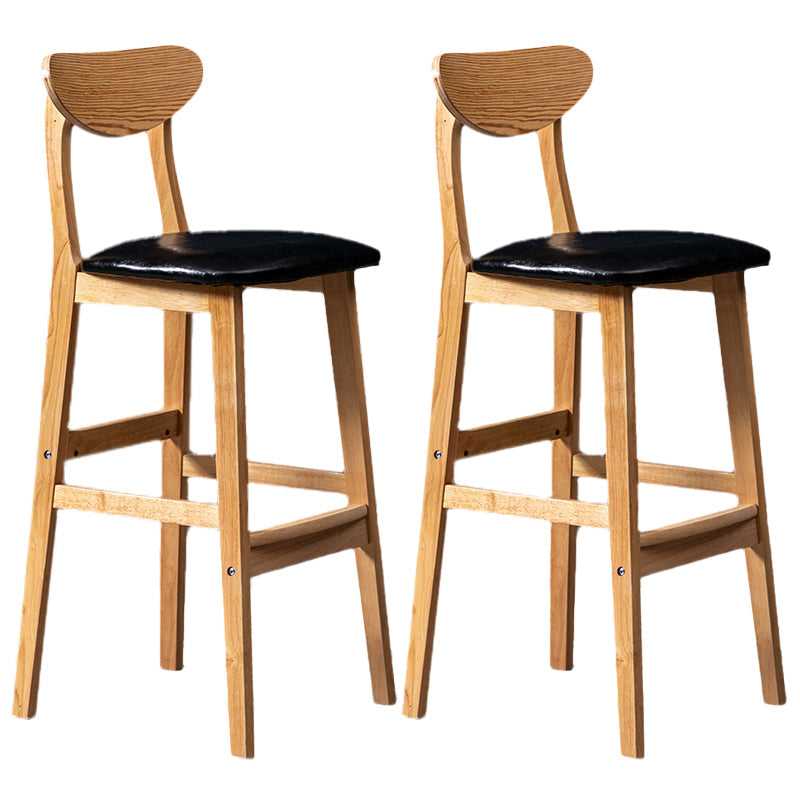 Rubberwood Coffee Shop Scandinavian Stool Matte Finish Upholstered Bar Stools Black 2 Piece Set Clearhalo 'Bar Furniture' 'Bar Stools' 'bar_stools' 'furn' 'furn_bar_stools' 'Furniture' 'furniture_bar_stools' 'Kitchen & Dining Furniture' 5017843