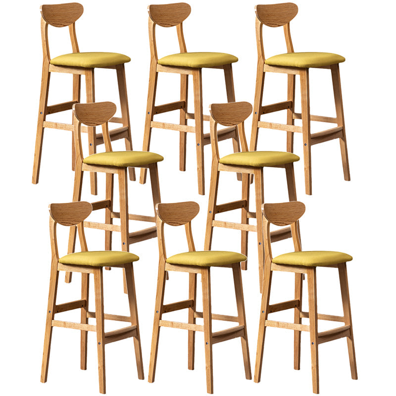 Rubberwood Coffee Shop Scandinavian Stool Matte Finish Upholstered Bar Stools Yellow 8 Piece Set Clearhalo 'Bar Furniture' 'Bar Stools' 'bar_stools' 'furn' 'furn_bar_stools' 'Furniture' 'furniture_bar_stools' 'Kitchen & Dining Furniture' 5017850