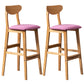 Rubberwood Coffee Shop Scandinavian Stool Matte Finish Upholstered Bar Stools Pink 2 Piece Set Clearhalo 'Bar Furniture' 'Bar Stools' 'bar_stools' 'furn' 'furn_bar_stools' 'Furniture' 'furniture_bar_stools' 'Kitchen & Dining Furniture' 5017851