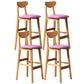 Rubberwood Coffee Shop Scandinavian Stool Matte Finish Upholstered Bar Stools Pink 4 Piece Set Clearhalo 'Bar Furniture' 'Bar Stools' 'bar_stools' 'furn' 'furn_bar_stools' 'Furniture' 'furniture_bar_stools' 'Kitchen & Dining Furniture' 5017852