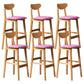 Rubberwood Coffee Shop Scandinavian Stool Matte Finish Upholstered Bar Stools Pink 6 Piece Set Clearhalo 'Bar Furniture' 'Bar Stools' 'bar_stools' 'furn' 'furn_bar_stools' 'Furniture' 'furniture_bar_stools' 'Kitchen & Dining Furniture' 5017853