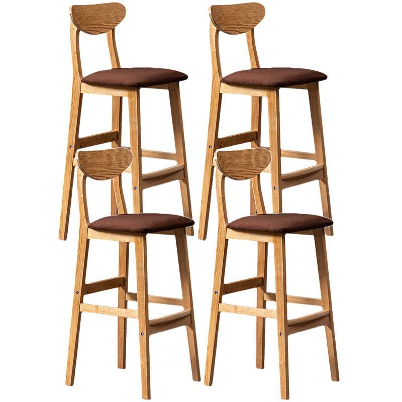 Rubberwood Coffee Shop Scandinavian Stool Matte Finish Upholstered Bar Stools Coffee 4 Piece Set Clearhalo 'Bar Furniture' 'Bar Stools' 'bar_stools' 'furn' 'furn_bar_stools' 'Furniture' 'furniture_bar_stools' 'Kitchen & Dining Furniture' 5017856