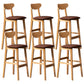 Rubberwood Coffee Shop Scandinavian Stool Matte Finish Upholstered Bar Stools Coffee 6 Piece Set Clearhalo 'Bar Furniture' 'Bar Stools' 'bar_stools' 'furn' 'furn_bar_stools' 'Furniture' 'furniture_bar_stools' 'Kitchen & Dining Furniture' 5017857