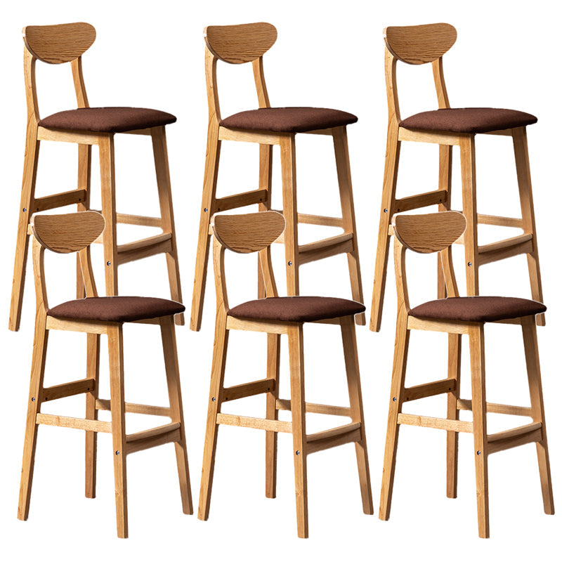Rubberwood Coffee Shop Scandinavian Stool Matte Finish Upholstered Bar Stools Coffee 6 Piece Set Clearhalo 'Bar Furniture' 'Bar Stools' 'bar_stools' 'furn' 'furn_bar_stools' 'Furniture' 'furniture_bar_stools' 'Kitchen & Dining Furniture' 5017857
