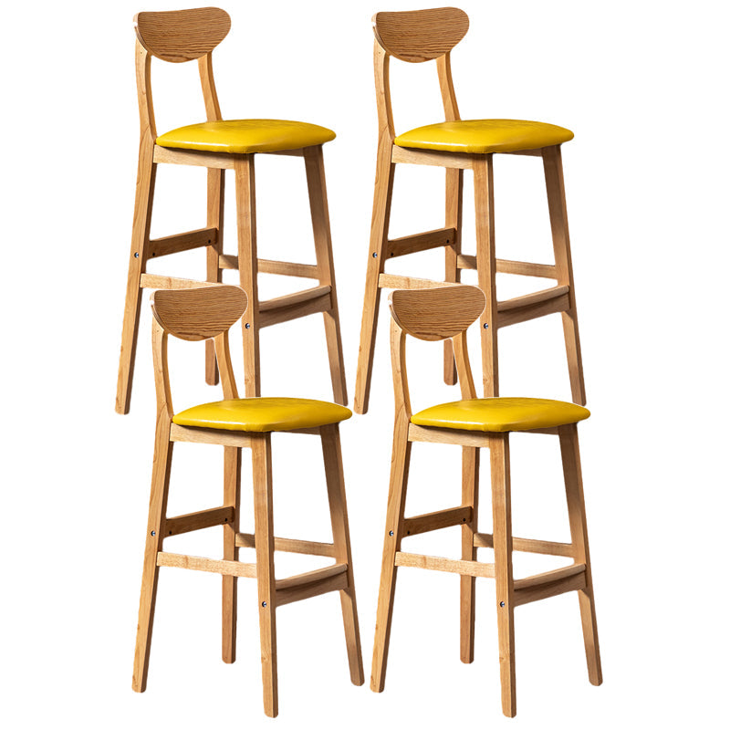 Rubberwood Coffee Shop Scandinavian Stool Matte Finish Upholstered Bar Stools Golden 4 Piece Set Clearhalo 'Bar Furniture' 'Bar Stools' 'bar_stools' 'furn' 'furn_bar_stools' 'Furniture' 'furniture_bar_stools' 'Kitchen & Dining Furniture' 5017860