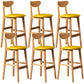 Rubberwood Coffee Shop Scandinavian Stool Matte Finish Upholstered Bar Stools Golden 6 Piece Set Clearhalo 'Bar Furniture' 'Bar Stools' 'bar_stools' 'furn' 'furn_bar_stools' 'Furniture' 'furniture_bar_stools' 'Kitchen & Dining Furniture' 5017861