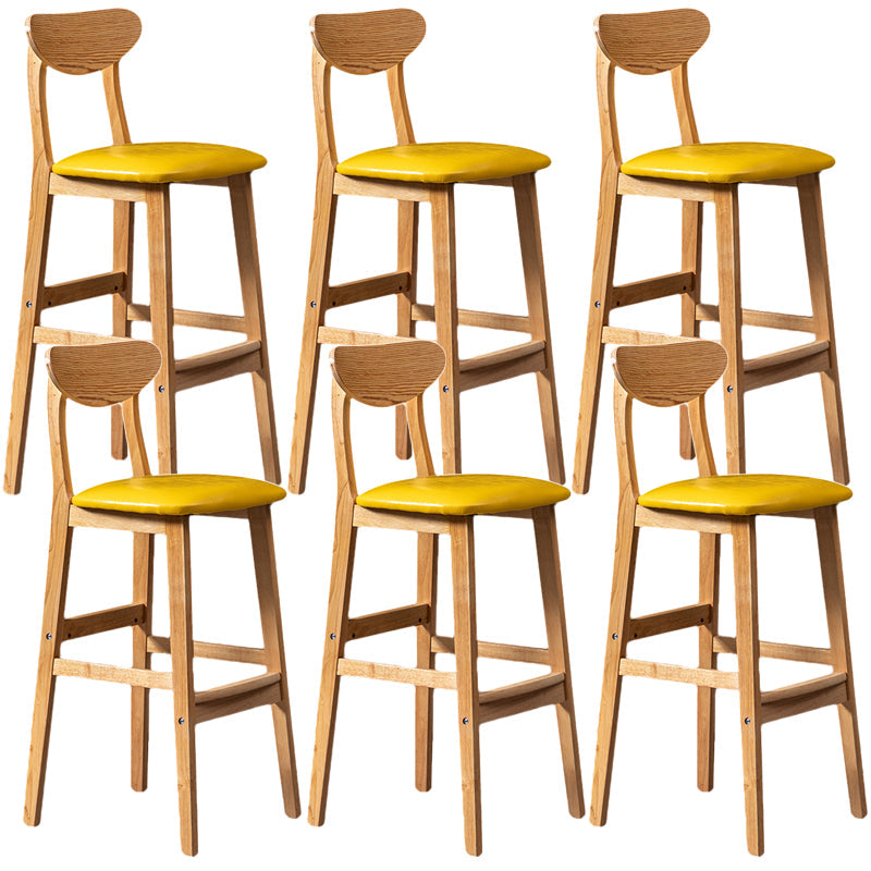 Rubberwood Coffee Shop Scandinavian Stool Matte Finish Upholstered Bar Stools Golden 6 Piece Set Clearhalo 'Bar Furniture' 'Bar Stools' 'bar_stools' 'furn' 'furn_bar_stools' 'Furniture' 'furniture_bar_stools' 'Kitchen & Dining Furniture' 5017861