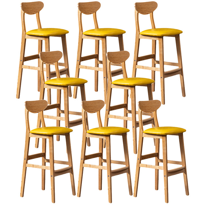 Rubberwood Coffee Shop Scandinavian Stool Matte Finish Upholstered Bar Stools Golden 8 Piece Set Clearhalo 'Bar Furniture' 'Bar Stools' 'bar_stools' 'furn' 'furn_bar_stools' 'Furniture' 'furniture_bar_stools' 'Kitchen & Dining Furniture' 5017862