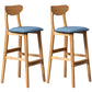 Rubberwood Coffee Shop Scandinavian Stool Matte Finish Upholstered Bar Stools Blue 2 Piece Set Clearhalo 'Bar Furniture' 'Bar Stools' 'bar_stools' 'furn' 'furn_bar_stools' 'Furniture' 'furniture_bar_stools' 'Kitchen & Dining Furniture' 5017863
