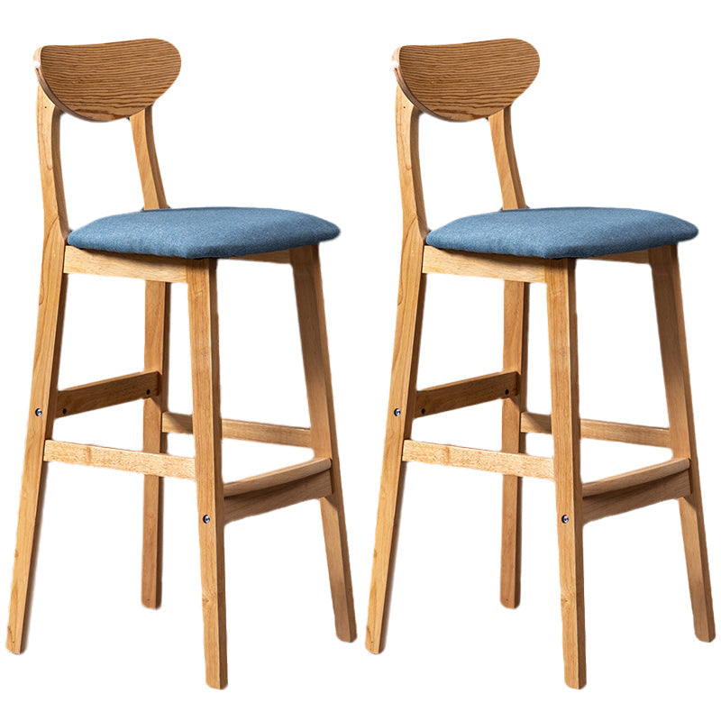 Rubberwood Coffee Shop Scandinavian Stool Matte Finish Upholstered Bar Stools Blue 2 Piece Set Clearhalo 'Bar Furniture' 'Bar Stools' 'bar_stools' 'furn' 'furn_bar_stools' 'Furniture' 'furniture_bar_stools' 'Kitchen & Dining Furniture' 5017863