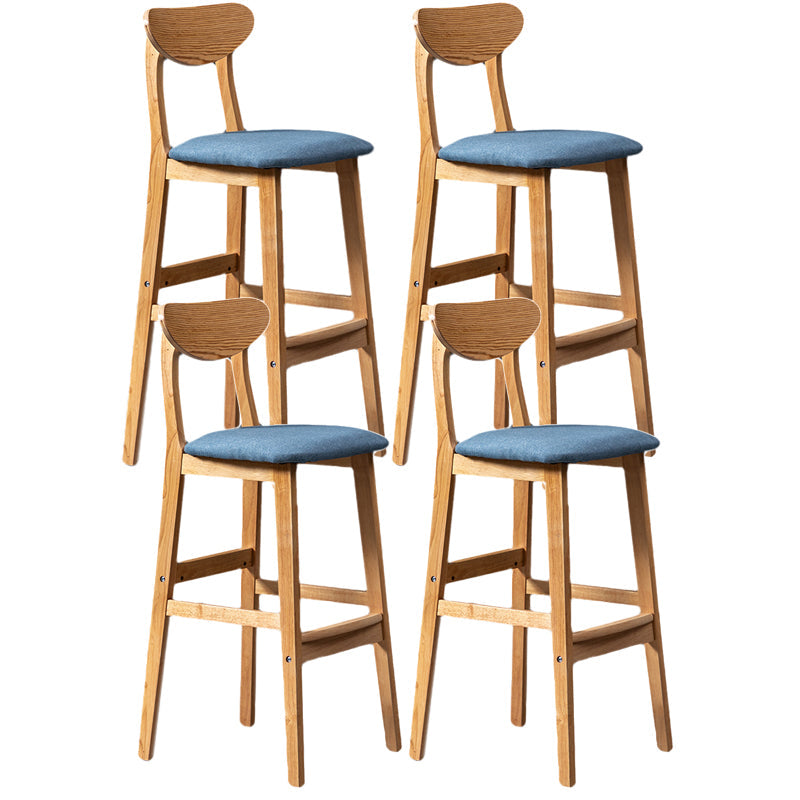Rubberwood Coffee Shop Scandinavian Stool Matte Finish Upholstered Bar Stools Blue 4 Piece Set Clearhalo 'Bar Furniture' 'Bar Stools' 'bar_stools' 'furn' 'furn_bar_stools' 'Furniture' 'furniture_bar_stools' 'Kitchen & Dining Furniture' 5017864