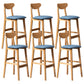 Rubberwood Coffee Shop Scandinavian Stool Matte Finish Upholstered Bar Stools Blue 6 Piece Set Clearhalo 'Bar Furniture' 'Bar Stools' 'bar_stools' 'furn' 'furn_bar_stools' 'Furniture' 'furniture_bar_stools' 'Kitchen & Dining Furniture' 5017865