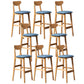 Rubberwood Coffee Shop Scandinavian Stool Matte Finish Upholstered Bar Stools Blue 8 Piece Set Clearhalo 'Bar Furniture' 'Bar Stools' 'bar_stools' 'furn' 'furn_bar_stools' 'Furniture' 'furniture_bar_stools' 'Kitchen & Dining Furniture' 5017866