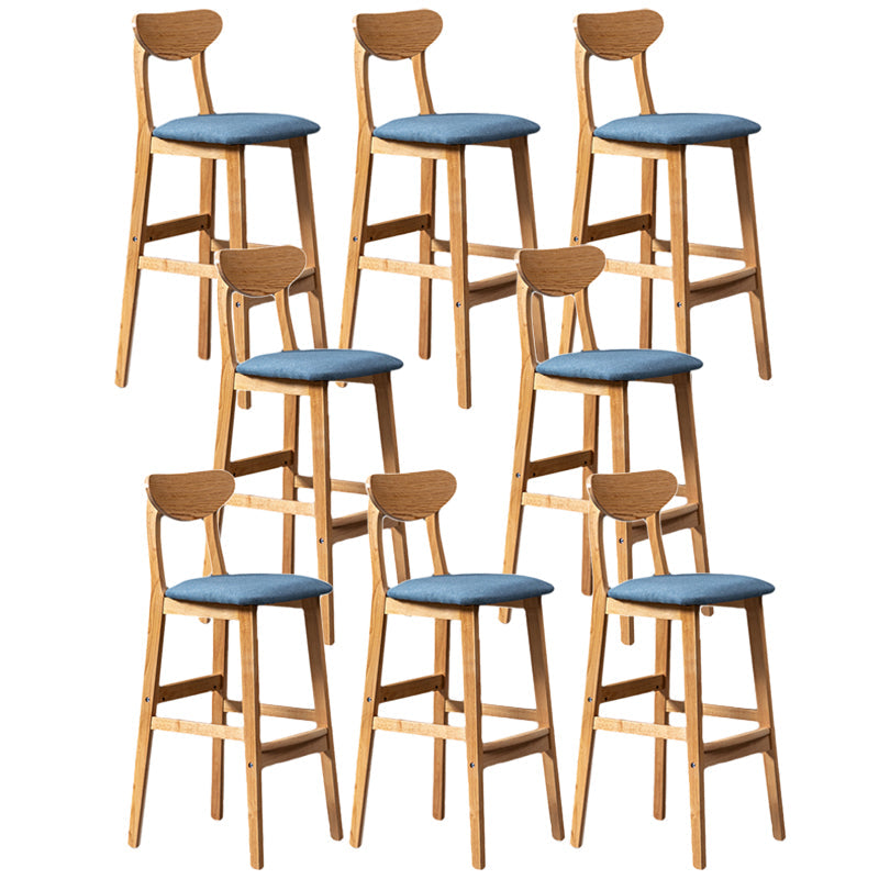 Rubberwood Coffee Shop Scandinavian Stool Matte Finish Upholstered Bar Stools Blue 8 Piece Set Clearhalo 'Bar Furniture' 'Bar Stools' 'bar_stools' 'furn' 'furn_bar_stools' 'Furniture' 'furniture_bar_stools' 'Kitchen & Dining Furniture' 5017866