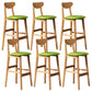 Rubberwood Coffee Shop Scandinavian Stool Matte Finish Upholstered Bar Stools Light Green 6 Piece Set Clearhalo 'Bar Furniture' 'Bar Stools' 'bar_stools' 'furn' 'furn_bar_stools' 'Furniture' 'furniture_bar_stools' 'Kitchen & Dining Furniture' 5017869