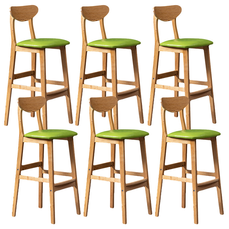 Rubberwood Coffee Shop Scandinavian Stool Matte Finish Upholstered Bar Stools Light Green 6 Piece Set Clearhalo 'Bar Furniture' 'Bar Stools' 'bar_stools' 'furn' 'furn_bar_stools' 'Furniture' 'furniture_bar_stools' 'Kitchen & Dining Furniture' 5017869