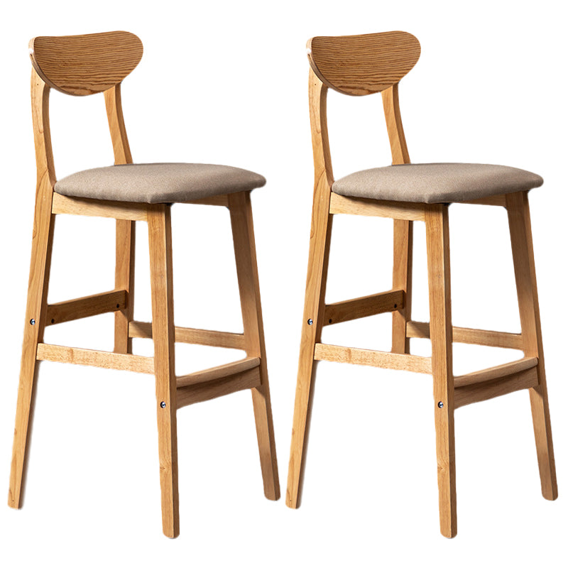 Rubberwood Coffee Shop Scandinavian Stool Matte Finish Upholstered Bar Stools Beige 2 Piece Set Clearhalo 'Bar Furniture' 'Bar Stools' 'bar_stools' 'furn' 'furn_bar_stools' 'Furniture' 'furniture_bar_stools' 'Kitchen & Dining Furniture' 5017871