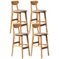 Rubberwood Coffee Shop Scandinavian Stool Matte Finish Upholstered Bar Stools Beige 4 Piece Set Clearhalo 'Bar Furniture' 'Bar Stools' 'bar_stools' 'furn' 'furn_bar_stools' 'Furniture' 'furniture_bar_stools' 'Kitchen & Dining Furniture' 5017872