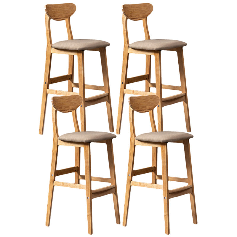 Rubberwood Coffee Shop Scandinavian Stool Matte Finish Upholstered Bar Stools Beige 4 Piece Set Clearhalo 'Bar Furniture' 'Bar Stools' 'bar_stools' 'furn' 'furn_bar_stools' 'Furniture' 'furniture_bar_stools' 'Kitchen & Dining Furniture' 5017872