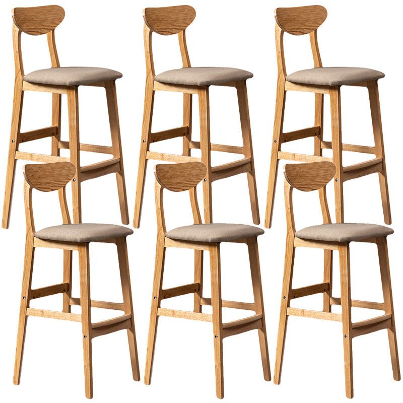 Rubberwood Coffee Shop Scandinavian Stool Matte Finish Upholstered Bar Stools Beige 6 Piece Set Clearhalo 'Bar Furniture' 'Bar Stools' 'bar_stools' 'furn' 'furn_bar_stools' 'Furniture' 'furniture_bar_stools' 'Kitchen & Dining Furniture' 5017873