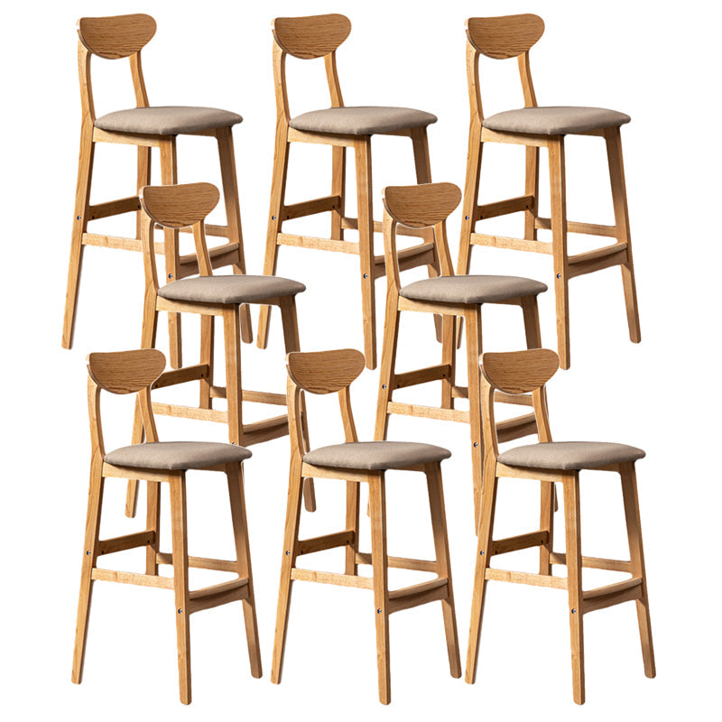 Rubberwood Coffee Shop Scandinavian Stool Matte Finish Upholstered Bar Stools Beige 8 Piece Set Clearhalo 'Bar Furniture' 'Bar Stools' 'bar_stools' 'furn' 'furn_bar_stools' 'Furniture' 'furniture_bar_stools' 'Kitchen & Dining Furniture' 5017874