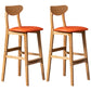 Rubberwood Coffee Shop Scandinavian Stool Matte Finish Upholstered Bar Stools Orange 2 Piece Set Clearhalo 'Bar Furniture' 'Bar Stools' 'bar_stools' 'furn' 'furn_bar_stools' 'Furniture' 'furniture_bar_stools' 'Kitchen & Dining Furniture' 5017875