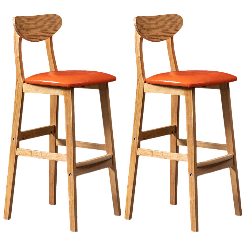 Rubberwood Coffee Shop Scandinavian Stool Matte Finish Upholstered Bar Stools Orange 2 Piece Set Clearhalo 'Bar Furniture' 'Bar Stools' 'bar_stools' 'furn' 'furn_bar_stools' 'Furniture' 'furniture_bar_stools' 'Kitchen & Dining Furniture' 5017875