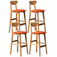 Rubberwood Coffee Shop Scandinavian Stool Matte Finish Upholstered Bar Stools Orange 4 Piece Set Clearhalo 'Bar Furniture' 'Bar Stools' 'bar_stools' 'furn' 'furn_bar_stools' 'Furniture' 'furniture_bar_stools' 'Kitchen & Dining Furniture' 5017876