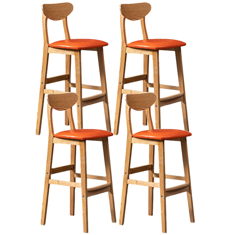 Rubberwood Coffee Shop Scandinavian Stool Matte Finish Upholstered Bar Stools Orange 4 Piece Set Clearhalo 'Bar Furniture' 'Bar Stools' 'bar_stools' 'furn' 'furn_bar_stools' 'Furniture' 'furniture_bar_stools' 'Kitchen & Dining Furniture' 5017876
