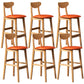 Rubberwood Coffee Shop Scandinavian Stool Matte Finish Upholstered Bar Stools Orange 6 Piece Set Clearhalo 'Bar Furniture' 'Bar Stools' 'bar_stools' 'furn' 'furn_bar_stools' 'Furniture' 'furniture_bar_stools' 'Kitchen & Dining Furniture' 5017877