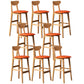 Rubberwood Coffee Shop Scandinavian Stool Matte Finish Upholstered Bar Stools Orange 8 Piece Set Clearhalo 'Bar Furniture' 'Bar Stools' 'bar_stools' 'furn' 'furn_bar_stools' 'Furniture' 'furniture_bar_stools' 'Kitchen & Dining Furniture' 5017878