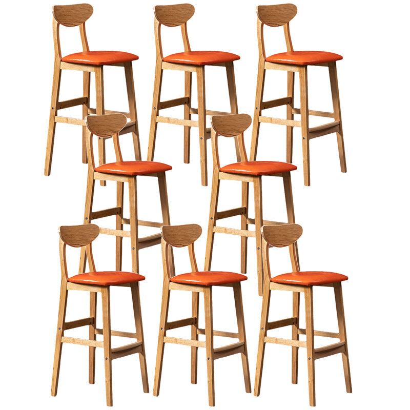 Rubberwood Coffee Shop Scandinavian Stool Matte Finish Upholstered Bar Stools Orange 8 Piece Set Clearhalo 'Bar Furniture' 'Bar Stools' 'bar_stools' 'furn' 'furn_bar_stools' 'Furniture' 'furniture_bar_stools' 'Kitchen & Dining Furniture' 5017878