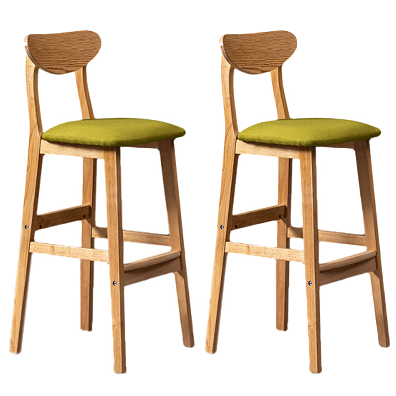 Rubberwood Coffee Shop Scandinavian Stool Matte Finish Upholstered Bar Stools Green 2 Piece Set Clearhalo 'Bar Furniture' 'Bar Stools' 'bar_stools' 'furn' 'furn_bar_stools' 'Furniture' 'furniture_bar_stools' 'Kitchen & Dining Furniture' 5017879
