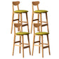 Rubberwood Coffee Shop Scandinavian Stool Matte Finish Upholstered Bar Stools Green 4 Piece Set Clearhalo 'Bar Furniture' 'Bar Stools' 'bar_stools' 'furn' 'furn_bar_stools' 'Furniture' 'furniture_bar_stools' 'Kitchen & Dining Furniture' 5017880