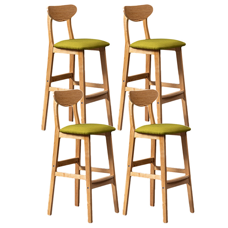 Rubberwood Coffee Shop Scandinavian Stool Matte Finish Upholstered Bar Stools Green 4 Piece Set Clearhalo 'Bar Furniture' 'Bar Stools' 'bar_stools' 'furn' 'furn_bar_stools' 'Furniture' 'furniture_bar_stools' 'Kitchen & Dining Furniture' 5017880