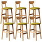 Rubberwood Coffee Shop Scandinavian Stool Matte Finish Upholstered Bar Stools Green 6 Piece Set Clearhalo 'Bar Furniture' 'Bar Stools' 'bar_stools' 'furn' 'furn_bar_stools' 'Furniture' 'furniture_bar_stools' 'Kitchen & Dining Furniture' 5017881