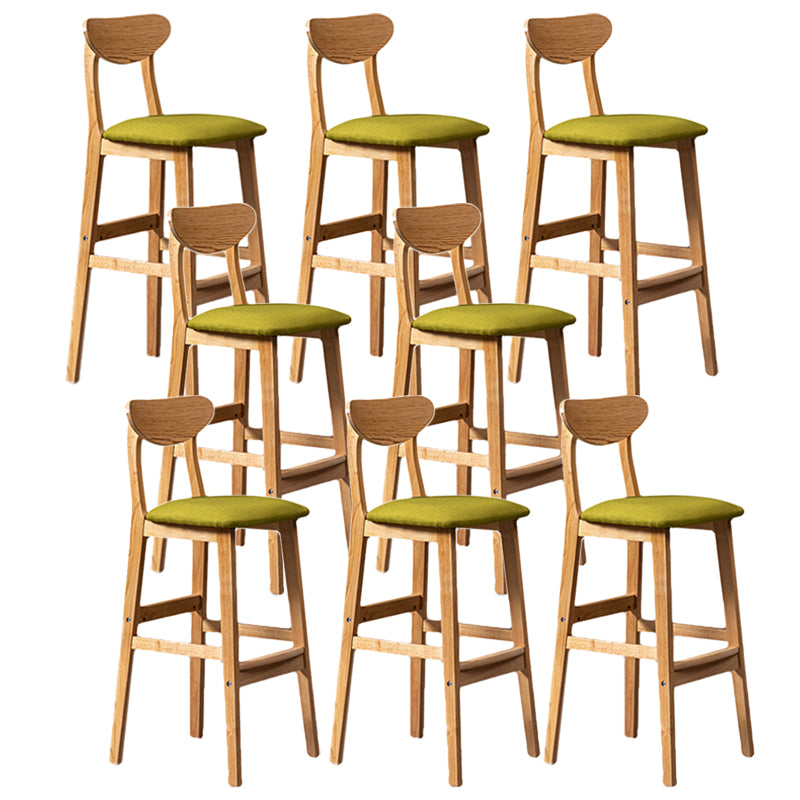 Rubberwood Coffee Shop Scandinavian Stool Matte Finish Upholstered Bar Stools Green 8 Piece Set Clearhalo 'Bar Furniture' 'Bar Stools' 'bar_stools' 'furn' 'furn_bar_stools' 'Furniture' 'furniture_bar_stools' 'Kitchen & Dining Furniture' 5017882