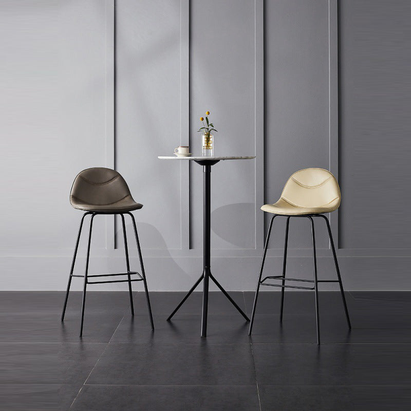 Living Room Matte Finish Leather Stool Scandinavian Footrest Barstool Clearhalo 'Bar Furniture' 'Bar Stools' 'bar_stools' 'furn' 'furn_bar_stools' 'Furniture' 'furniture_bar_stools' 'Kitchen & Dining Furniture' 5017995