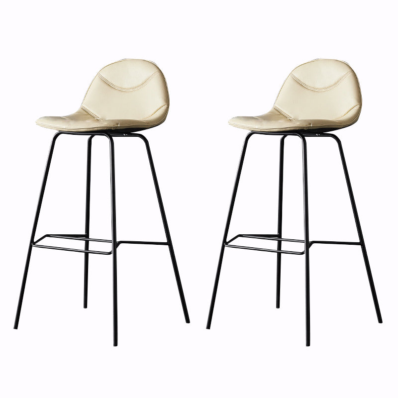 Living Room Matte Finish Leather Stool Scandinavian Footrest Barstool Beige 2 Piece Set Clearhalo 'Bar Furniture' 'Bar Stools' 'bar_stools' 'furn' 'furn_bar_stools' 'Furniture' 'furniture_bar_stools' 'Kitchen & Dining Furniture' 5017996