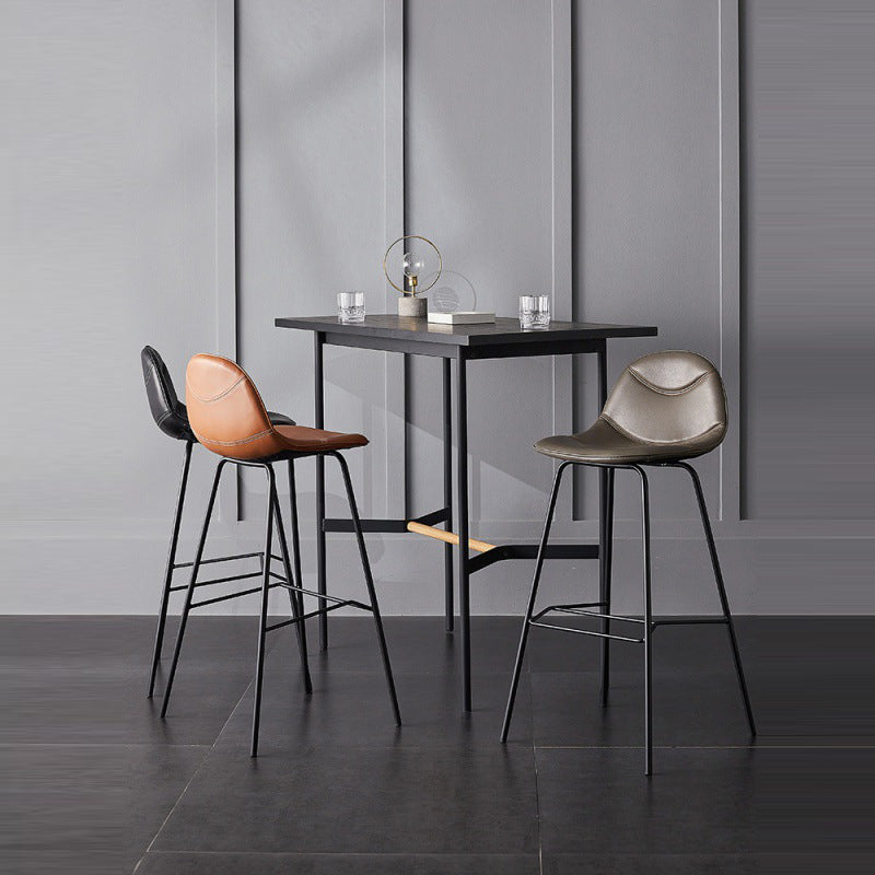 Living Room Matte Finish Leather Stool Scandinavian Footrest Barstool Clearhalo 'Bar Furniture' 'Bar Stools' 'bar_stools' 'furn' 'furn_bar_stools' 'Furniture' 'furniture_bar_stools' 'Kitchen & Dining Furniture' 5017997