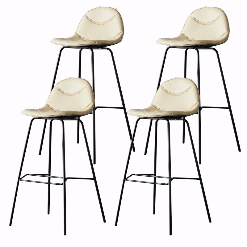 Living Room Matte Finish Leather Stool Scandinavian Footrest Barstool Beige 4 Piece Set Clearhalo 'Bar Furniture' 'Bar Stools' 'bar_stools' 'furn' 'furn_bar_stools' 'Furniture' 'furniture_bar_stools' 'Kitchen & Dining Furniture' 5017998