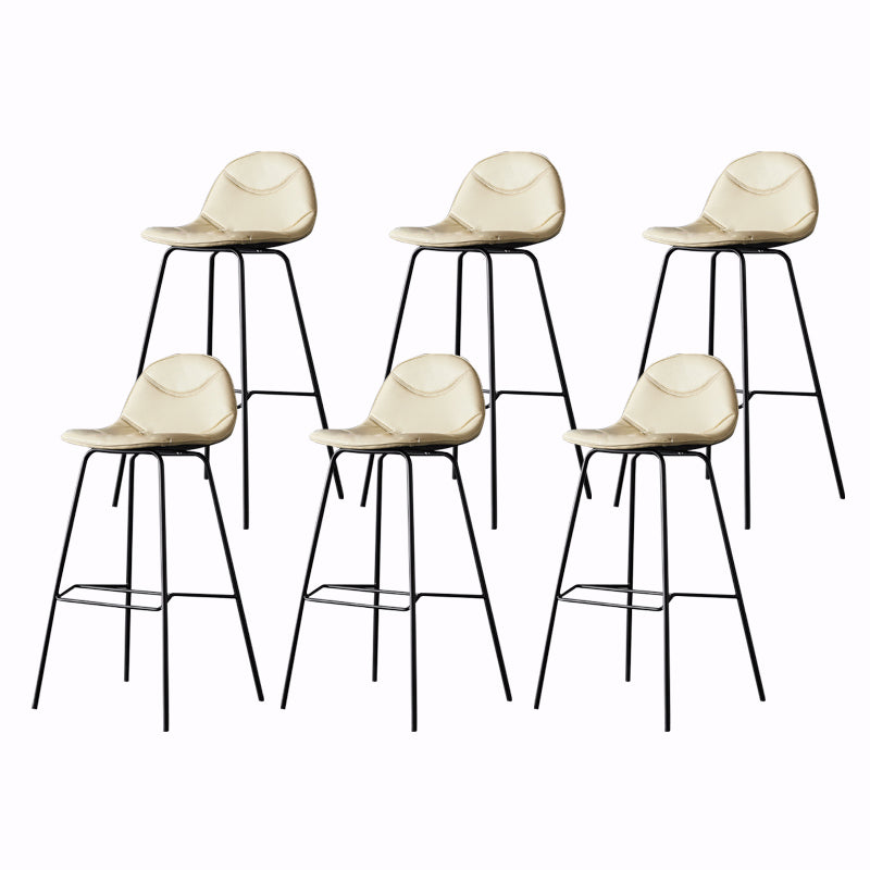 Living Room Matte Finish Leather Stool Scandinavian Footrest Barstool Beige 6 Piece Set Clearhalo 'Bar Furniture' 'Bar Stools' 'bar_stools' 'furn' 'furn_bar_stools' 'Furniture' 'furniture_bar_stools' 'Kitchen & Dining Furniture' 5017999
