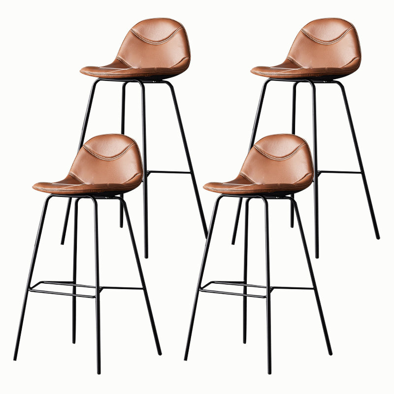 Living Room Matte Finish Leather Stool Scandinavian Footrest Barstool Brown 4 Piece Set Clearhalo 'Bar Furniture' 'Bar Stools' 'bar_stools' 'furn' 'furn_bar_stools' 'Furniture' 'furniture_bar_stools' 'Kitchen & Dining Furniture' 5018005