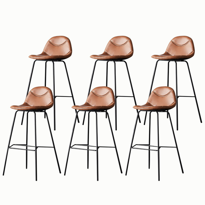 Living Room Matte Finish Leather Stool Scandinavian Footrest Barstool Brown 6 Piece Set Clearhalo 'Bar Furniture' 'Bar Stools' 'bar_stools' 'furn' 'furn_bar_stools' 'Furniture' 'furniture_bar_stools' 'Kitchen & Dining Furniture' 5018007