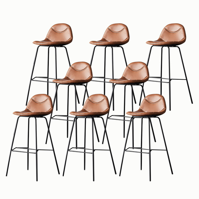 Living Room Matte Finish Leather Stool Scandinavian Footrest Barstool Brown 8 Piece Set Clearhalo 'Bar Furniture' 'Bar Stools' 'bar_stools' 'furn' 'furn_bar_stools' 'Furniture' 'furniture_bar_stools' 'Kitchen & Dining Furniture' 5018010